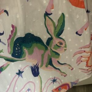 Banjanan dress NWT midi size S/XS Whimsical goat lion rabbit eagle MSRP$380